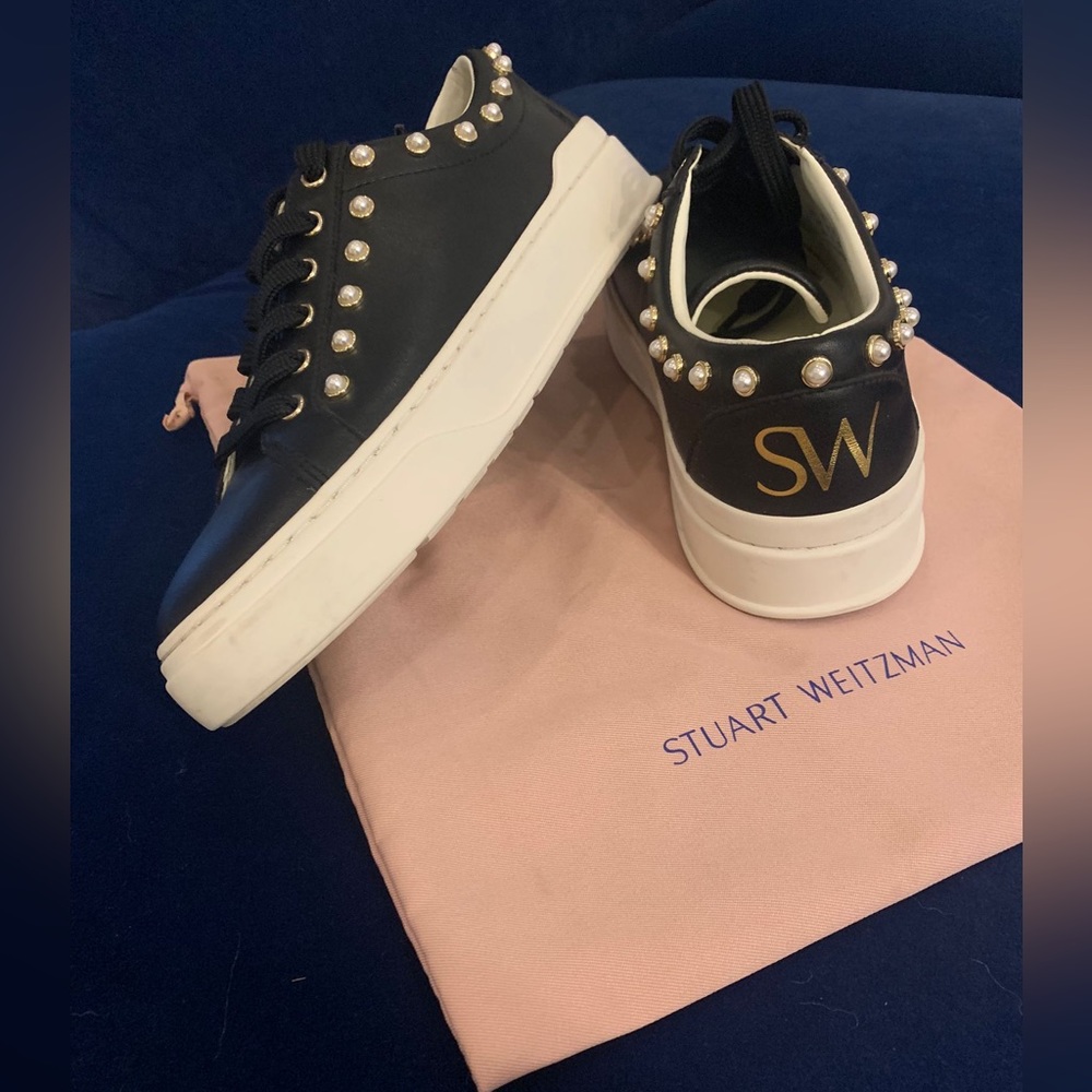 Authentic Stuart Weitzman Fancy Leather Sneakers